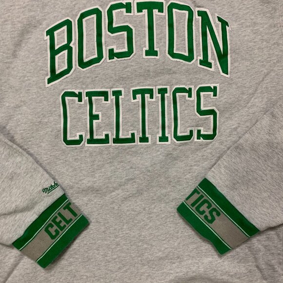 Mitchell & Ness Boston Celtics Crewneck Sweatshirt 3XL NBA Gray Green Stitched - Picture 2 of 9